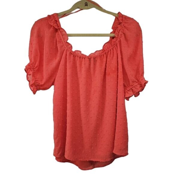 CeCe French Dot Pink Square Neck Blouse Size Small New - Picture 6 of 6